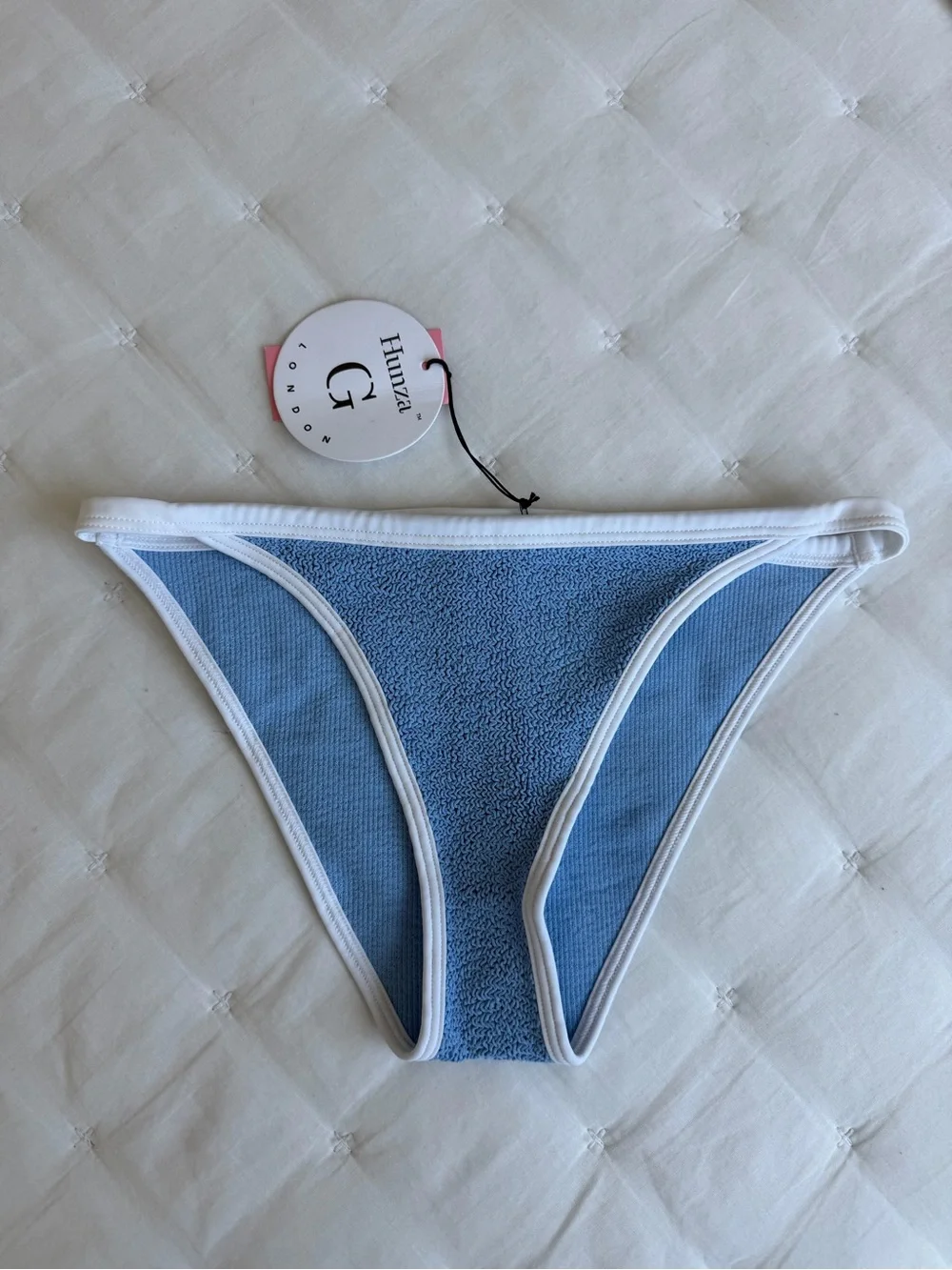 Hunza G NWT Tyler Blue Cornflower two-tone Original Crinkle™ bikini